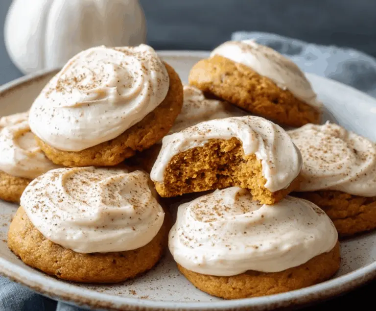 Soft Pumpkin Cookies with Cinnamon Frosting