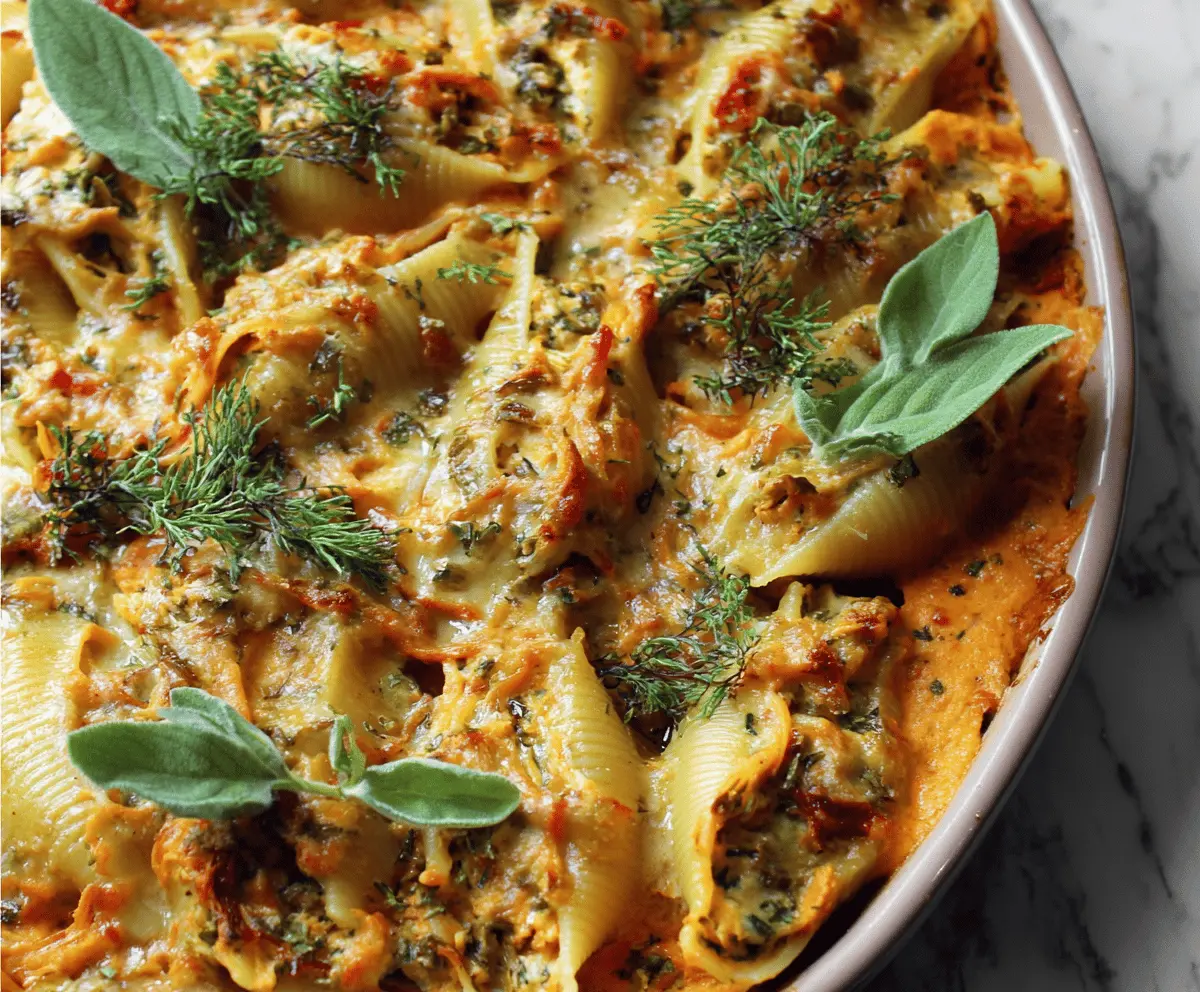 Vegan Pumpkin Ricotta Stuffed Shells