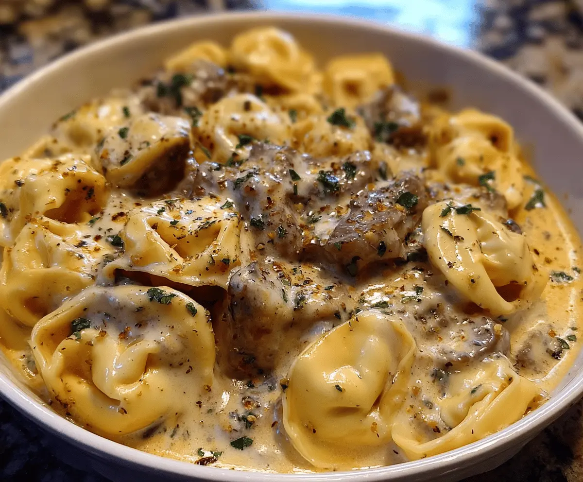 Creamy Cheesesteak Tortellini in Provolone Sauce