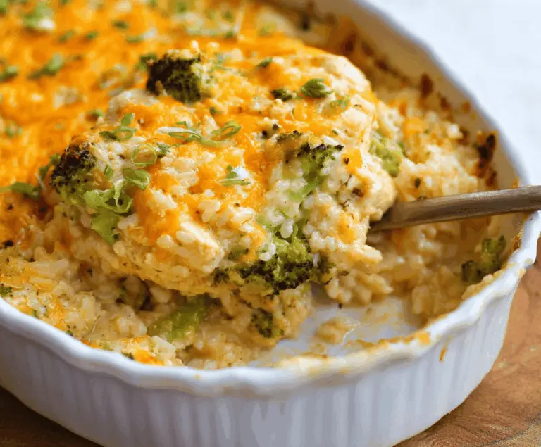 Creamy Chicken Broccoli Rice Cheese Casserole