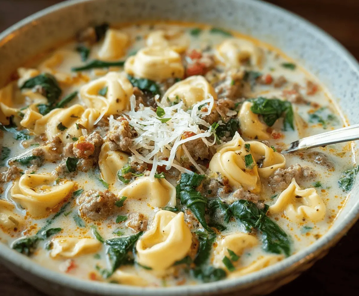 Creamy Sausage Tortellini Soup Dish