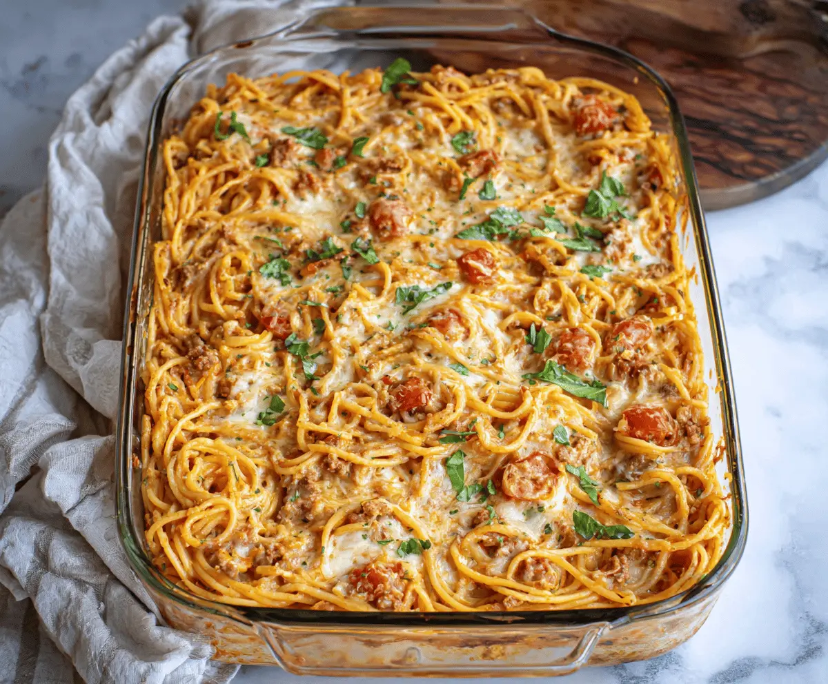 Creamy Southern Spaghetti Bake