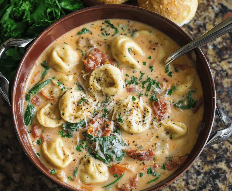 Creamy Tuscan Garlic Tortellini Soup