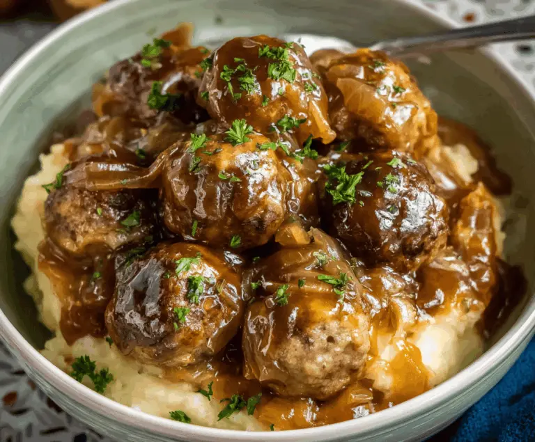 Crockpot French Onion Meatballs