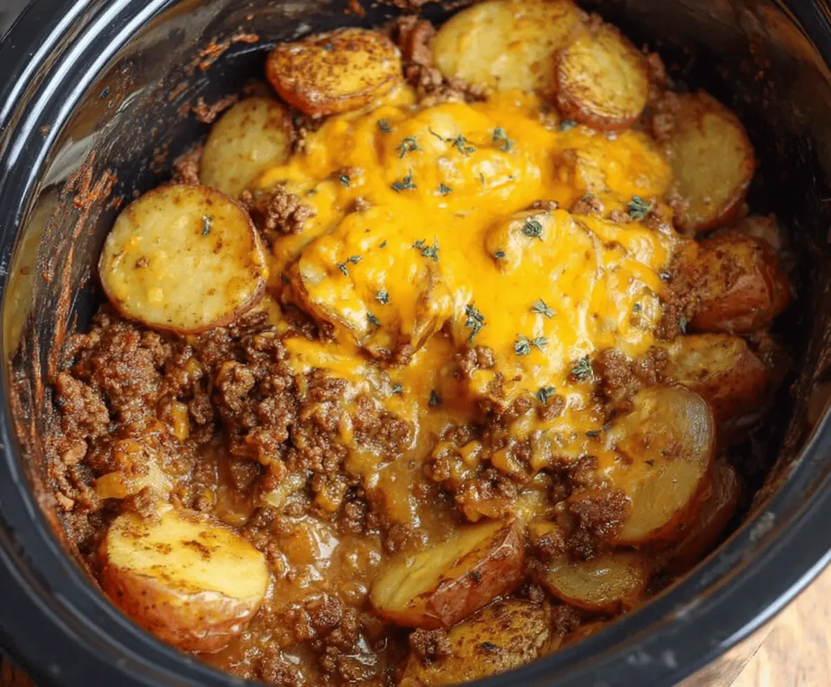 Easy Crockpot Hamburger Potato Casserole Recipe
