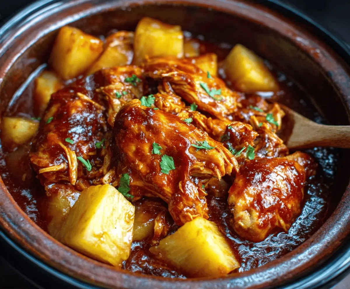 Easy Crockpot Pineapple BBQ Chicken Recipe