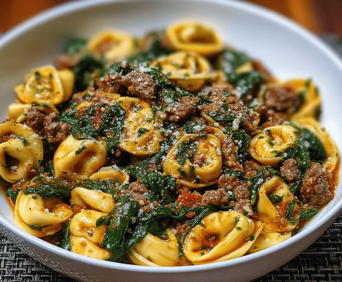 Garlic Butter Beef and Spinach Tortellini