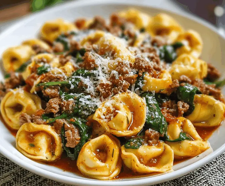Garlic Butter Beef and Spinach Tortellini