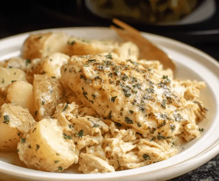 Garlic Parmesan Crockpot Chicken and Potatoes