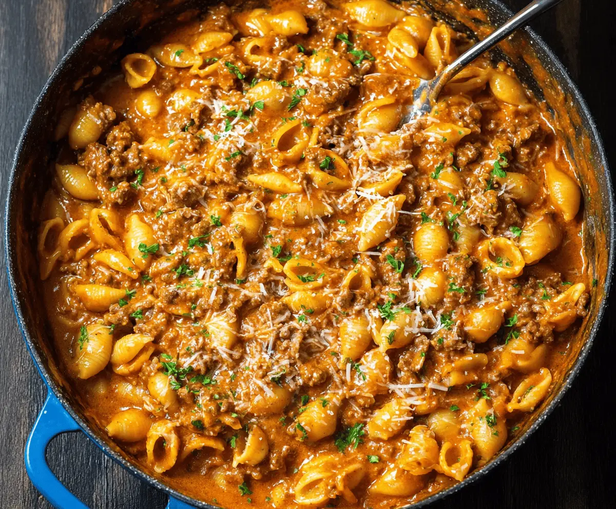 One-Pot Creamy Beef and Shell Pasta Recipe