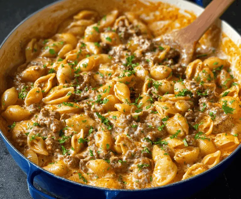 One-Pot Creamy Beef and Shells