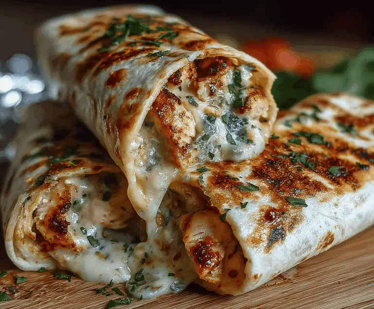 Ooey-Gooey Cheesy Garlic Chicken Wraps
