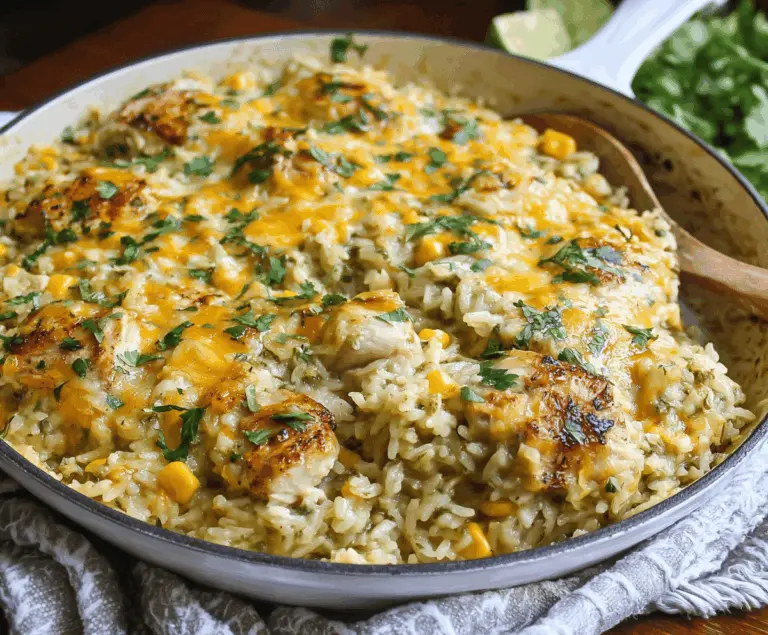 Salsa Verde Chicken and Rice Casserole