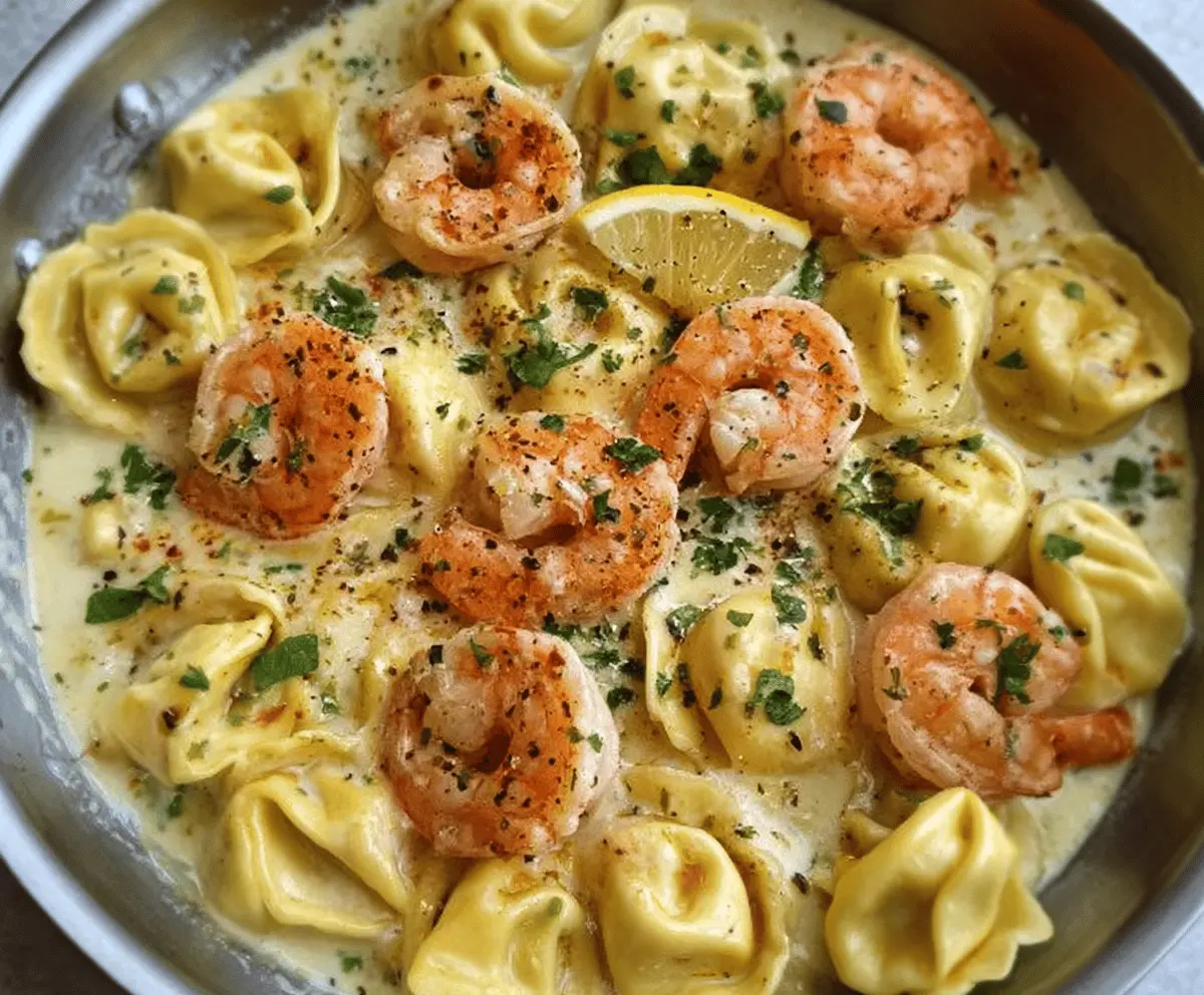 Shrimp Tortellini in Lemon Garlic Cream Sauce