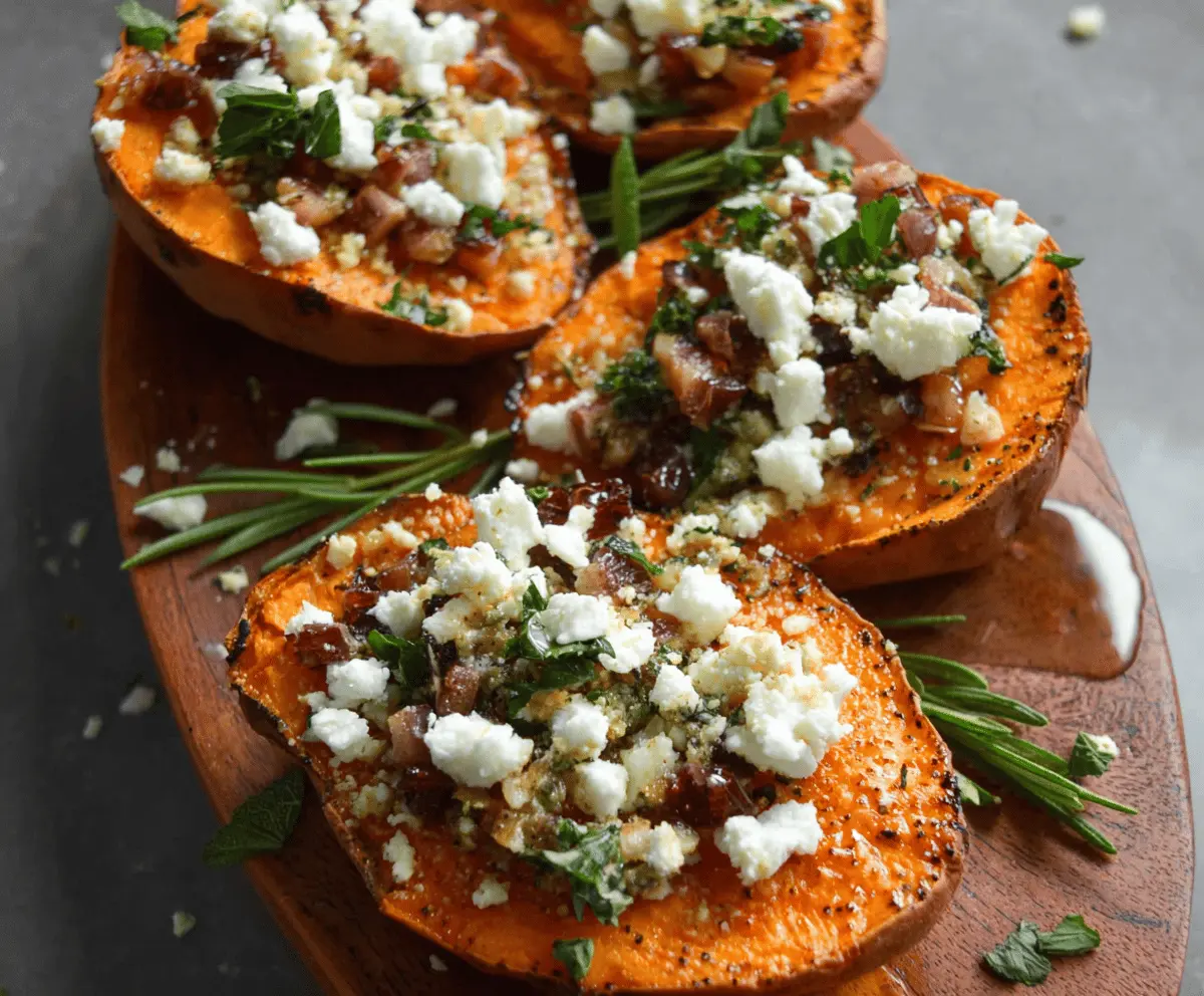 Sweet Potato Rounds with Honey & Feta Crumble
