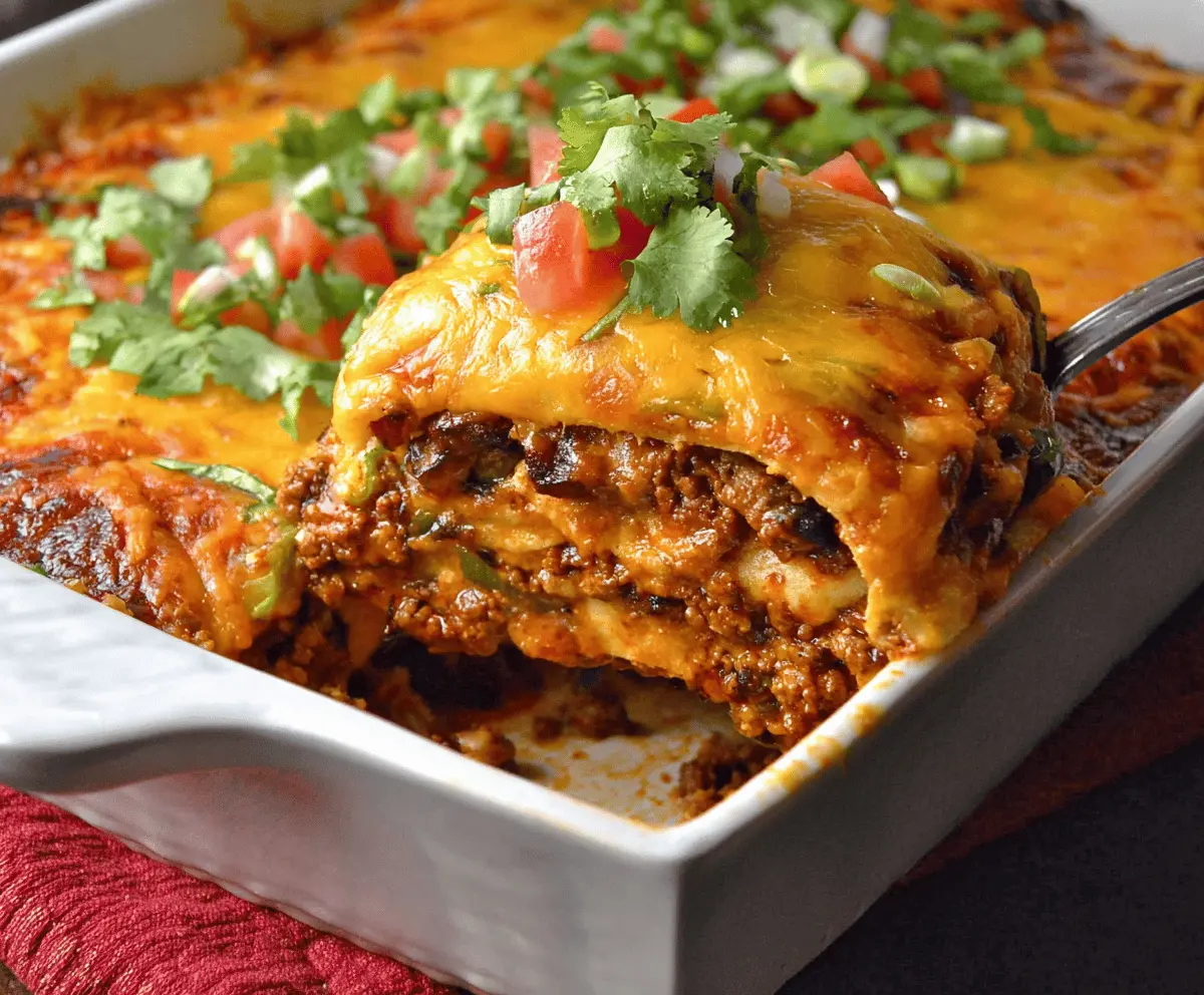 The BEST Beef Enchilada Casserole