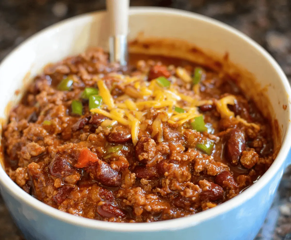 Delicious homemade Pioneer Woman chili served in a bowl with fresh toppings, perfect for a hearty comfort meal