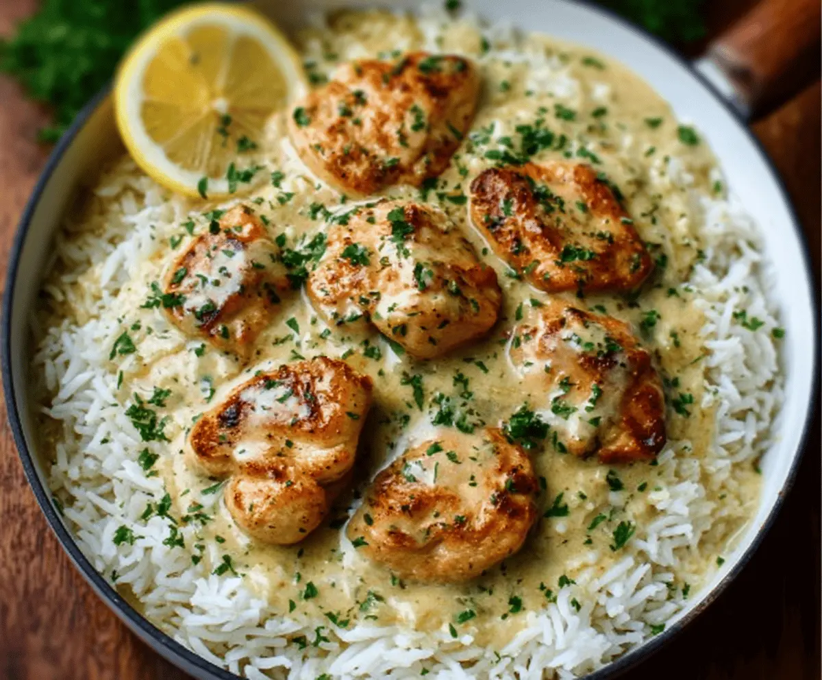 Creamy Herb Chicken with Basmati Rice – Easy Flavorful One-Pan Dinner