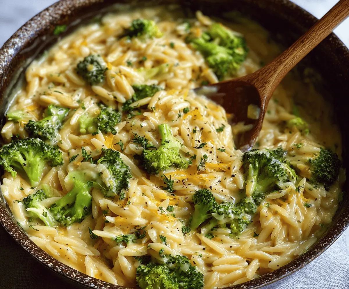 Quick & Creamy One-Pot Broccoli Cheddar Orzo Recipe