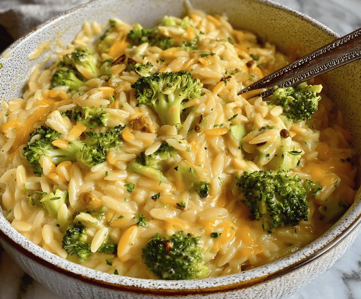 Quick & Creamy One-Pot Broccoli Cheddar Orzo Recipe