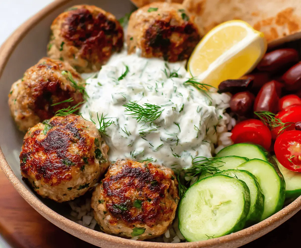 Greek Turkey Meatballs with Creamy Tzatziki Sauce Recipe