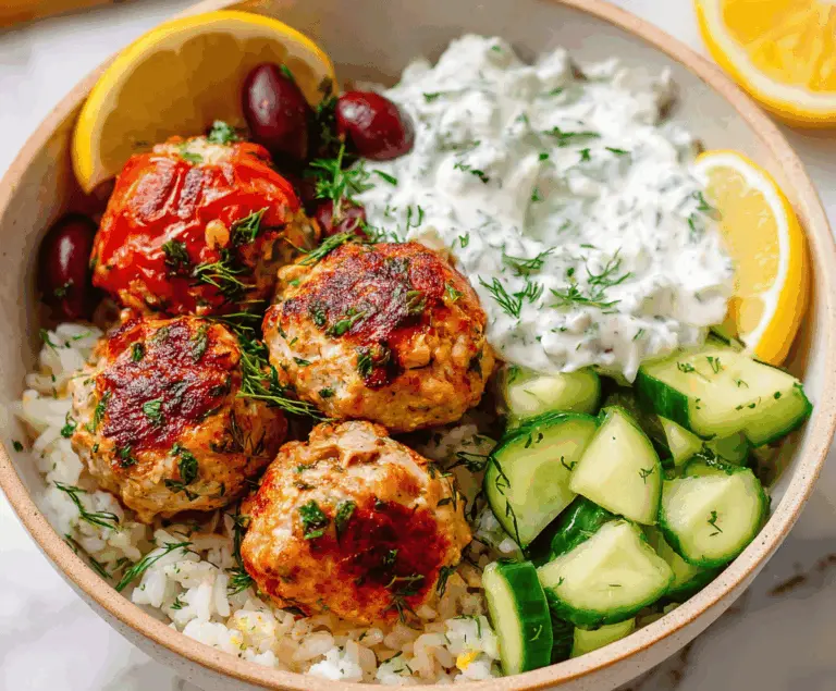 Greek Turkey Meatballs with Tzatziki