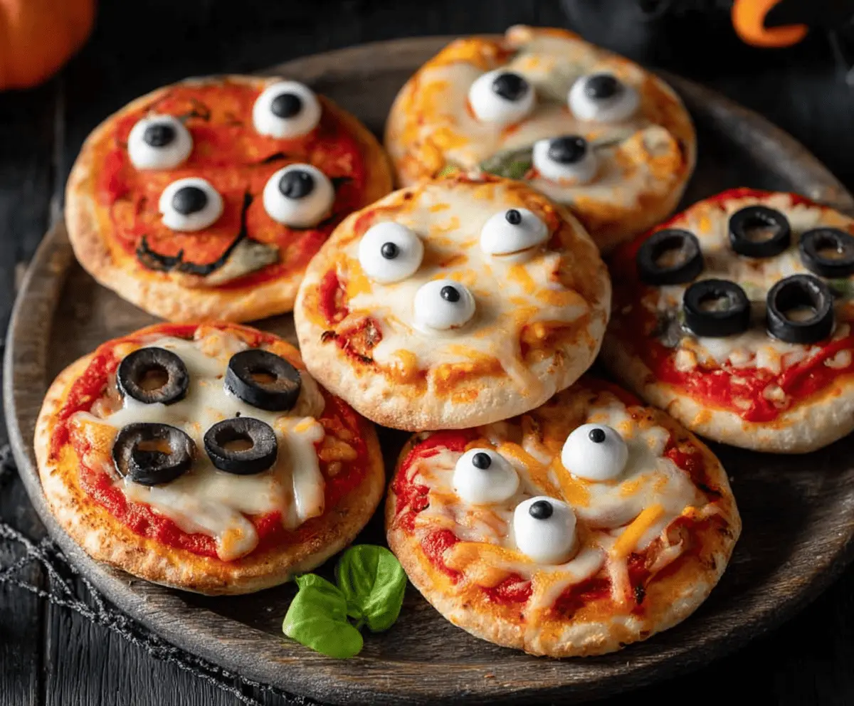 Halloween Mini Pizzas – Fun Kid-Decorated Eyeball Snacks