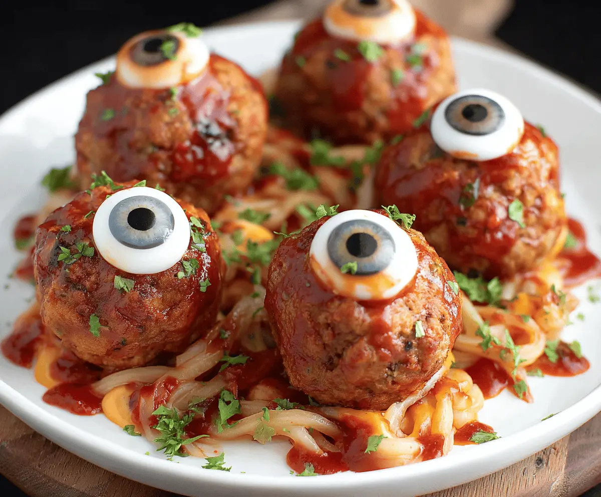 Keto Monster Eyeball Meatballs – Spooky Party Snack