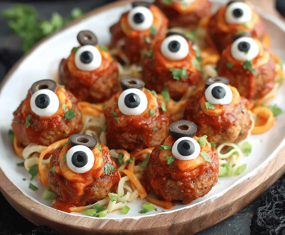 Keto Monster Eyeball Meatballs – Spooky Party Snack