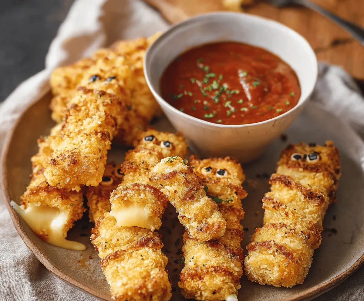 Crunchy Mummy Mozzarella Sticks - Easy Halloween Snack Recipe