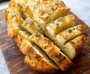 Golden Parmesan Garlic Artisan Bread fresh from the oven with a crispy crust and soft interior, perfect for sharing