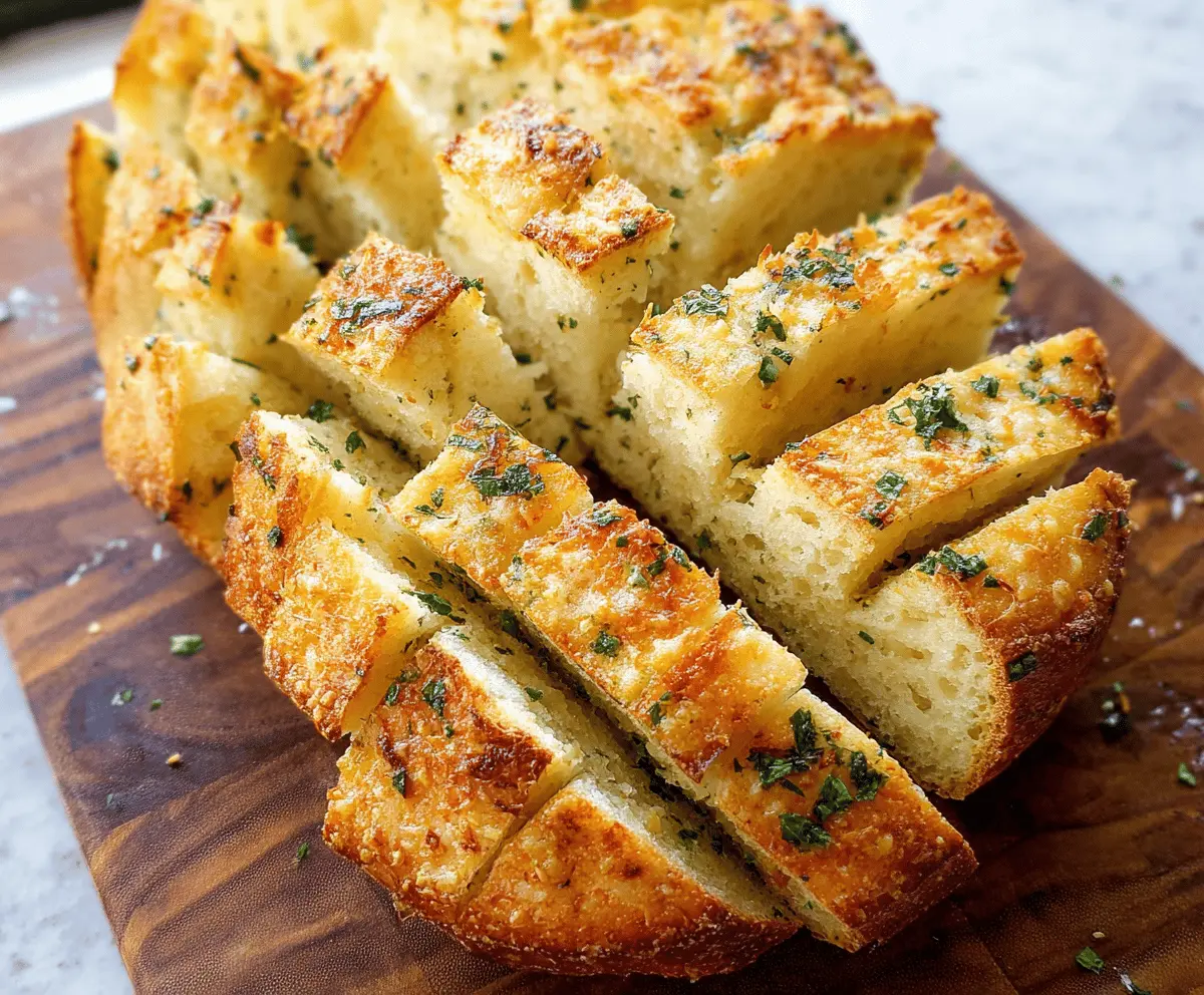 Golden Parmesan Garlic Artisan Bread fresh from the oven with a crispy crust and soft interior, perfect for sharing