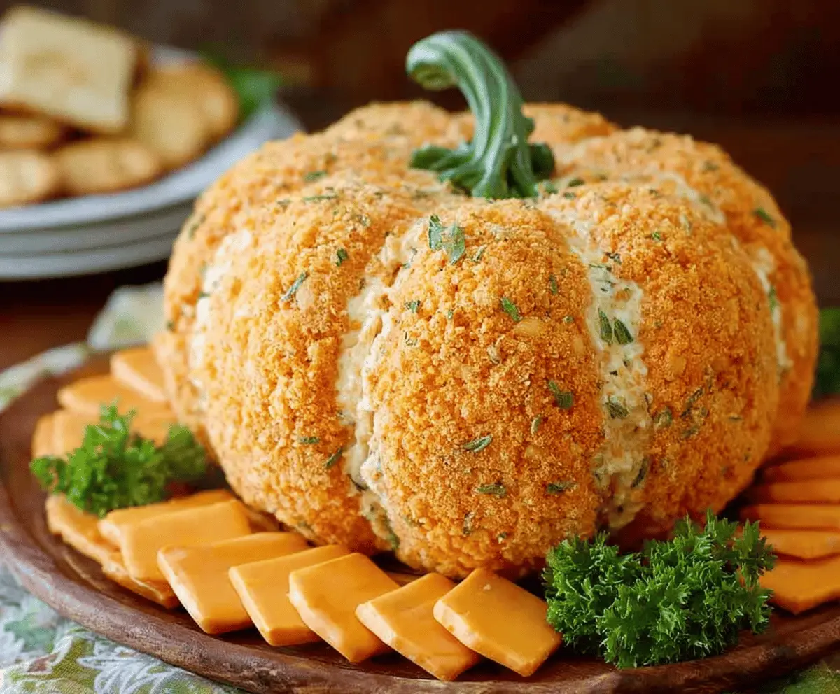 Easy Pumpkin-Shaped Cheese Ball Recipe for Fall Parties