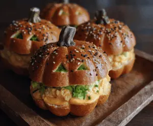 Delicious pumpkin-shaped sliders with melted cheese and fresh toppings, perfect for fall-themed parties and gatherings.