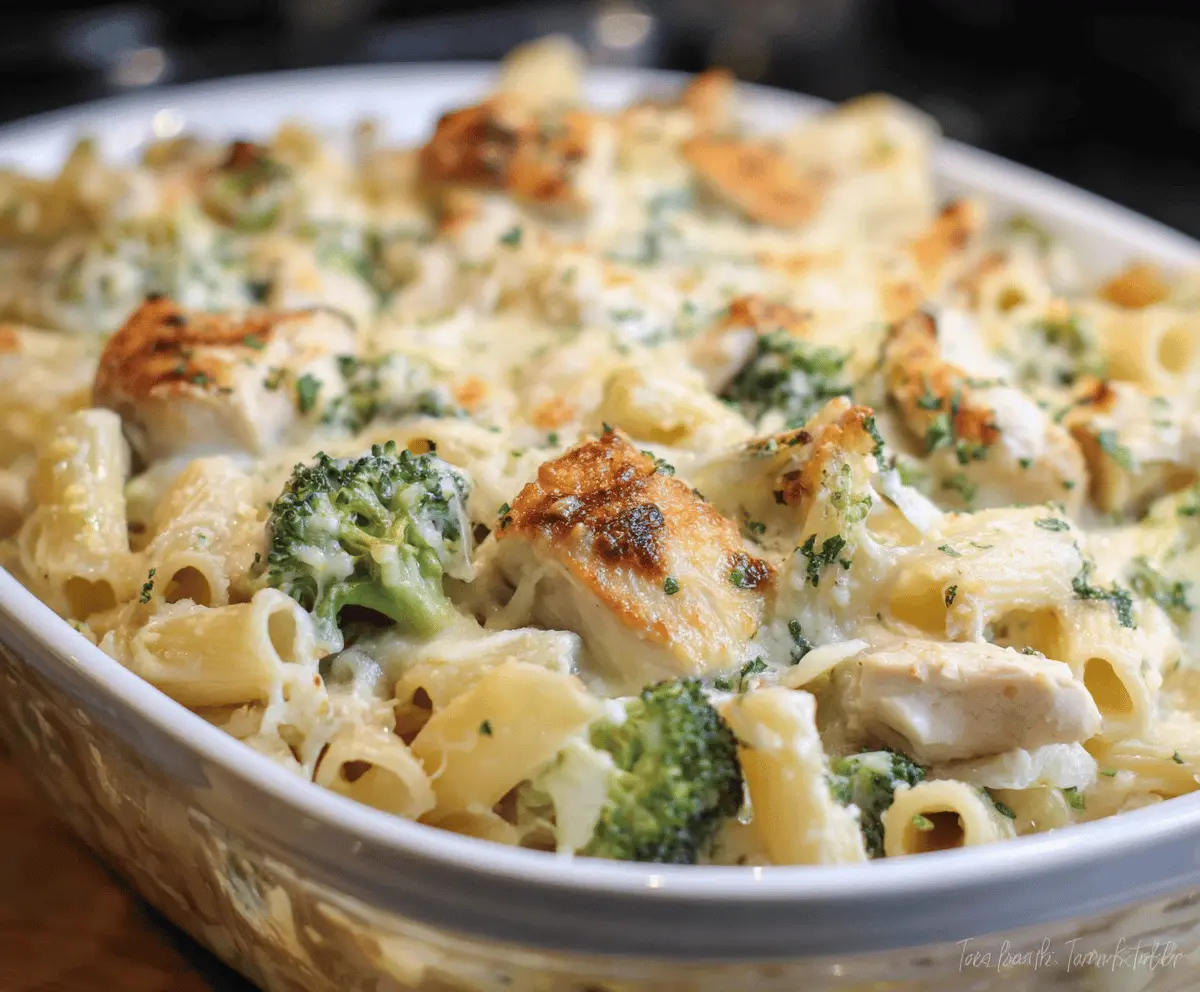 Easy Chicken Broccoli Alfredo Bake
