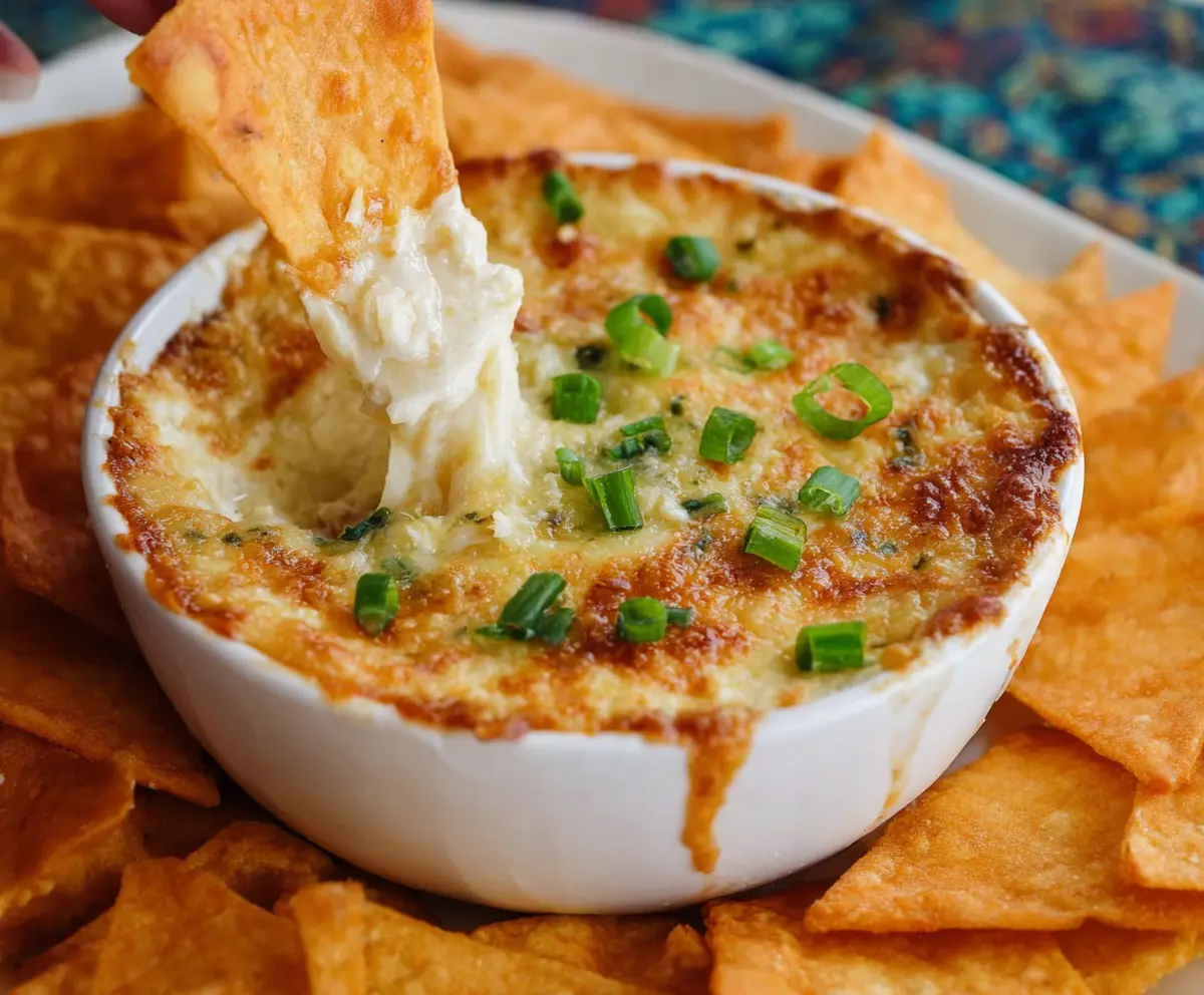 Creamy Crab Rangoon Dip served in a bowl with crispy wonton chips for appetizer