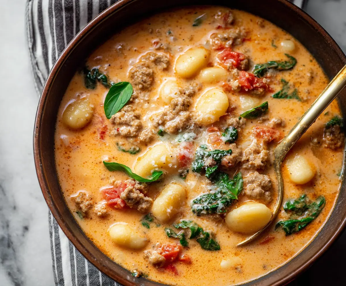 Easy Creamy Italian Sausage Gnocchi Soup