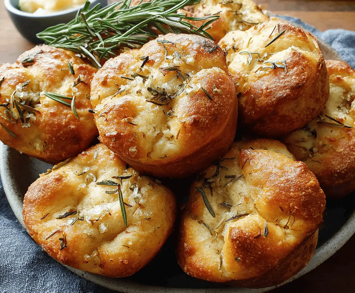 Easy Garlic Rosemary Focaccia Muffins