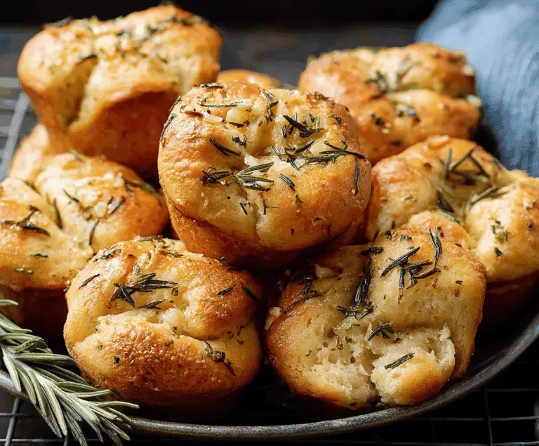 Easy Garlic Rosemary Focaccia Muffins