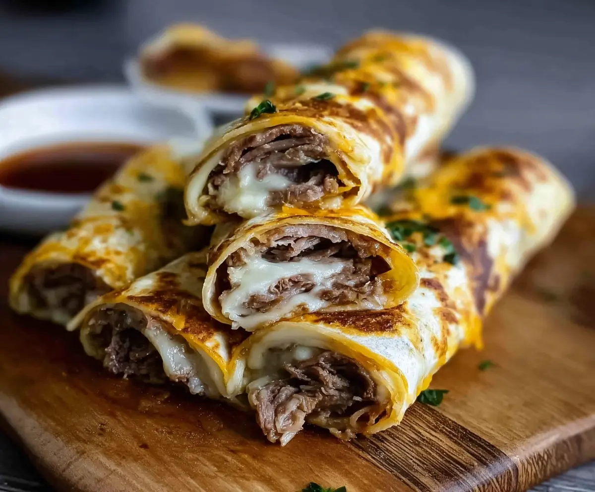 Easy French Dip Tortilla Roll Ups