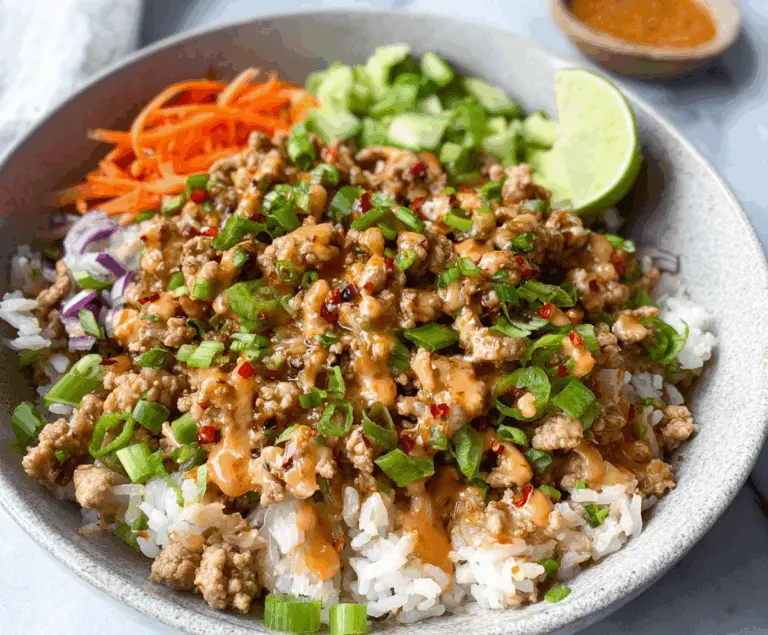 Ground Turkey Rice Bowls with Bang Bang Sauce