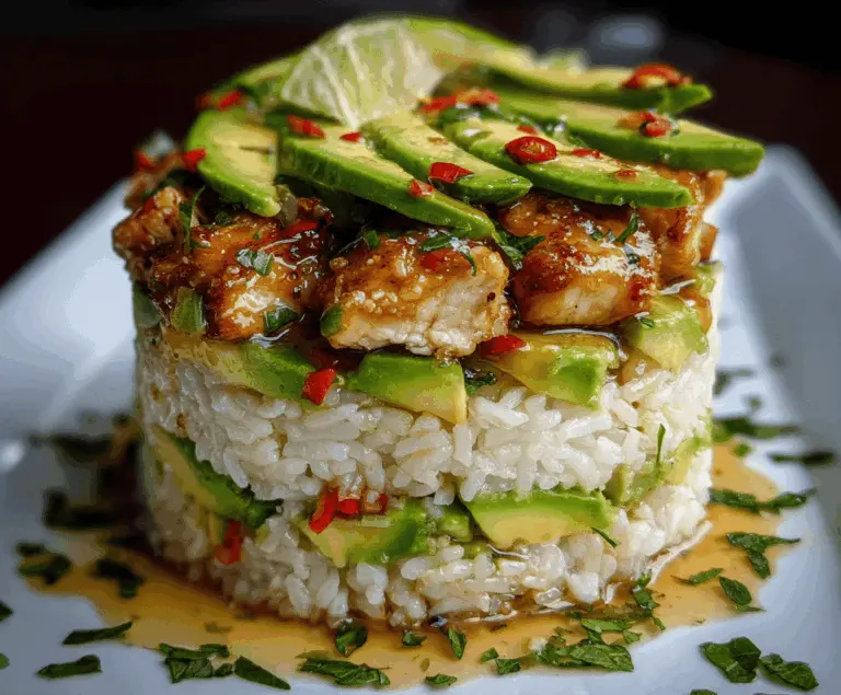 Honey Lime Chicken & Avocado Rice Stack