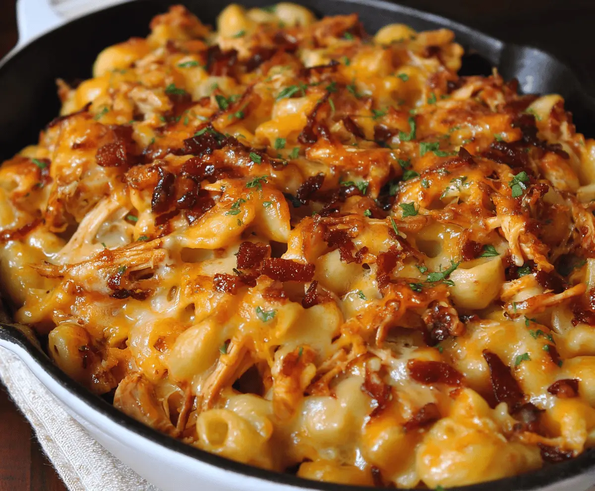 Easy Shredded BBQ Chicken Mac & Cheese