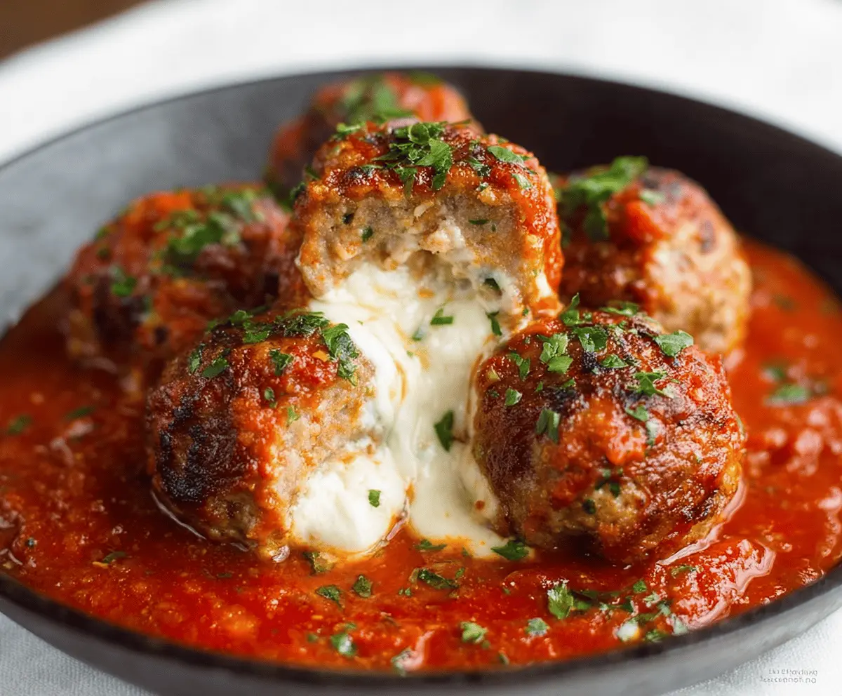 Easy Mozzarella Stuffed Meatballs