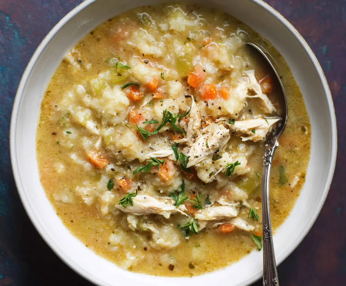Hearty cauliflower chicken soup in a bowl, perfect for a quick 30-minute meal.