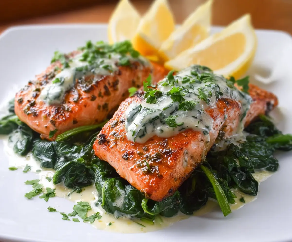 Easy Baked Salmon with Spinach