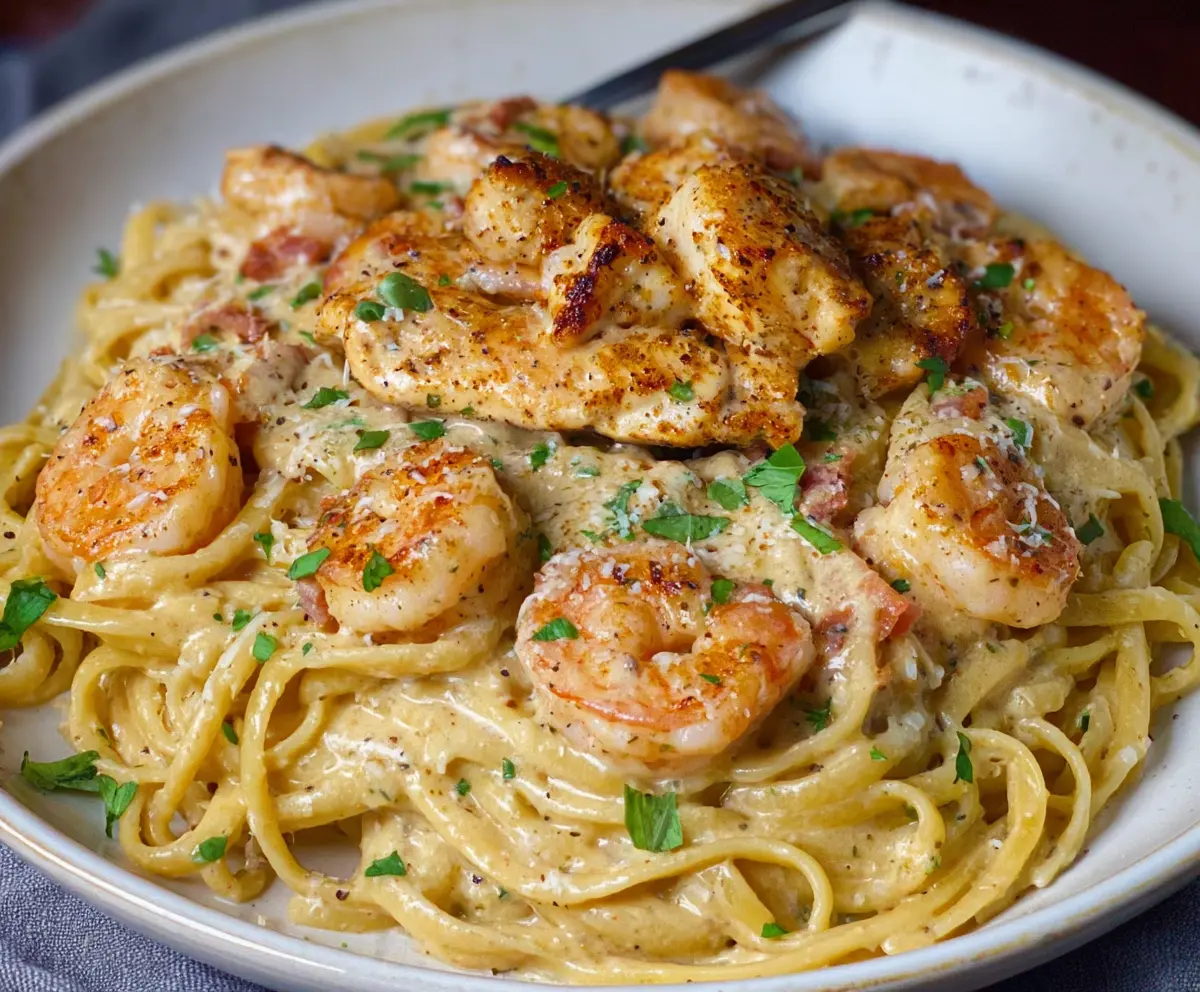 Creamy Cajun Chicken Shrimp Alfredo