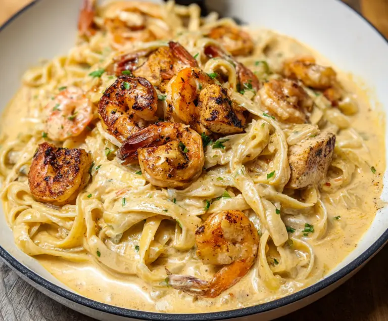 Cajun Chicken and Shrimp Alfredo
