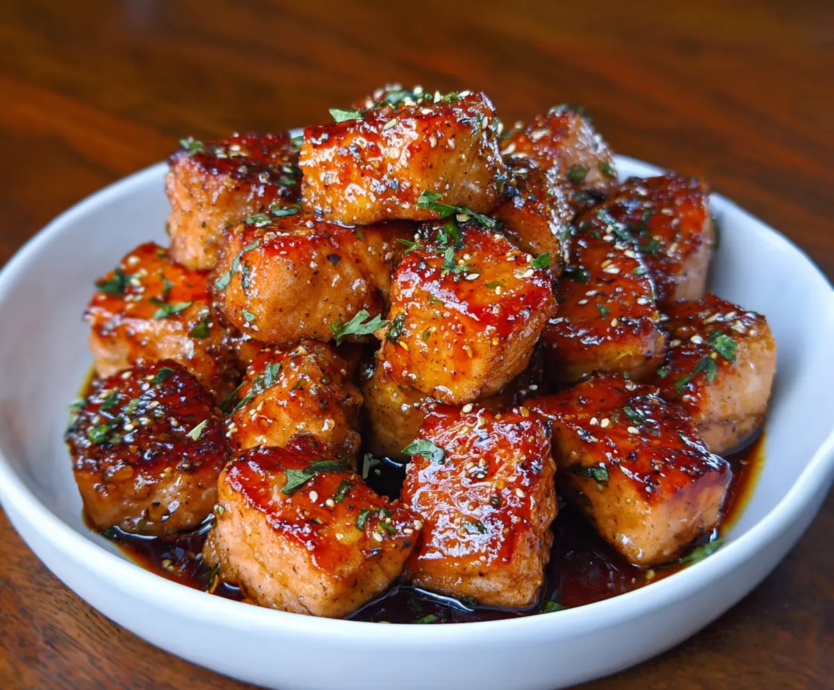 Crispy Honey Garlic Salmon Bites
