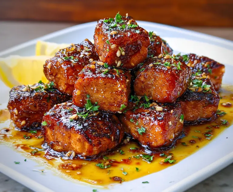 Crispy Honey Garlic Salmon Bites